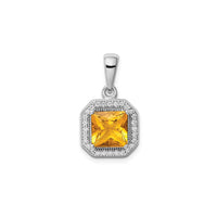 Cubic Zirconia Birth Stone Square Pendant (Silver)