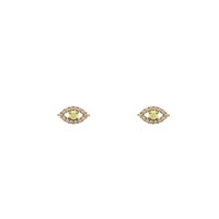 Iced Out Evil Eye Stud Earrings (14K)