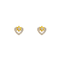 Open Heart with the Flower Stud Earrings (14K)