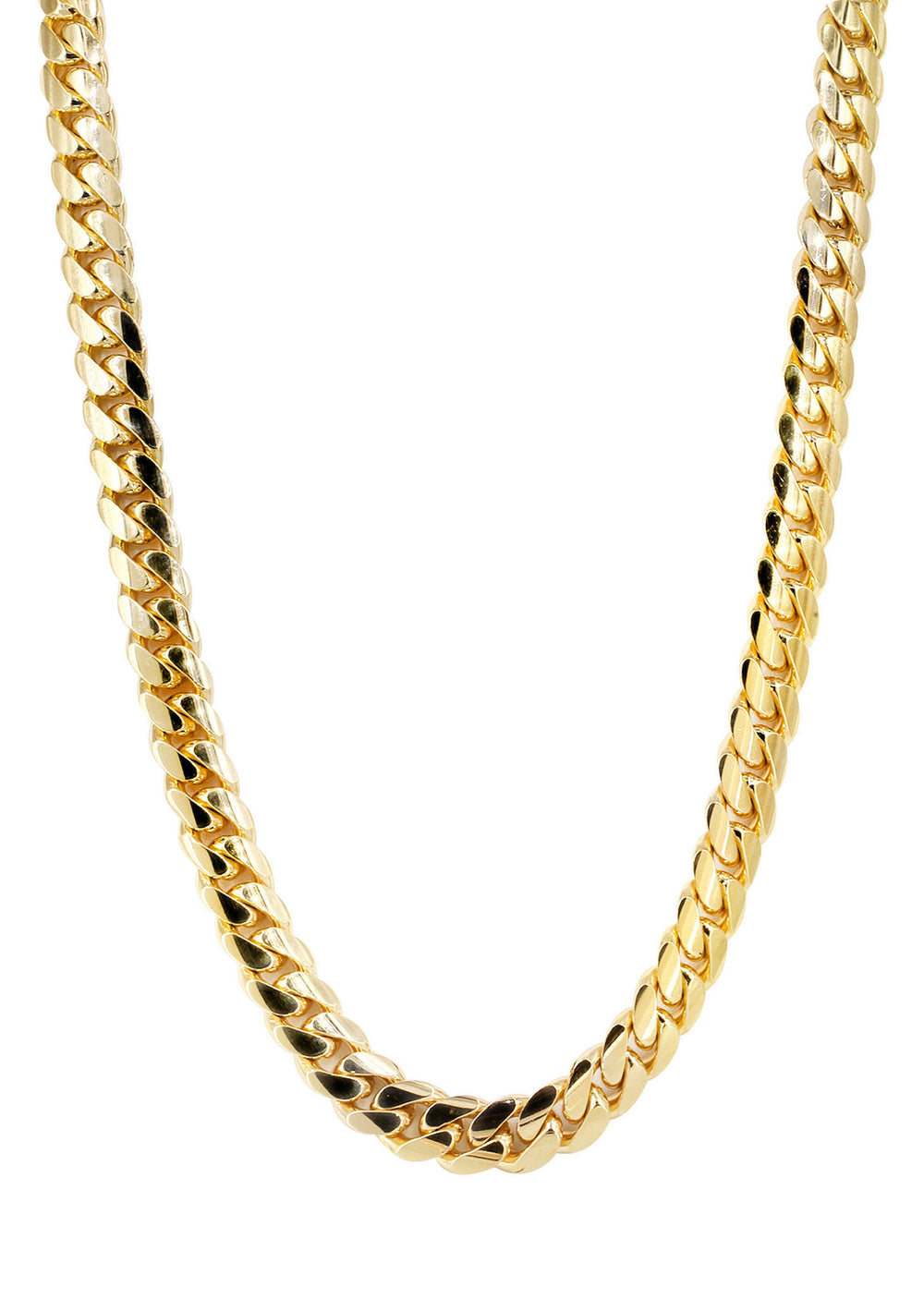 Classic miami cuban link chain necklace in solid 14 karat yellow gold - Popular Jewelry