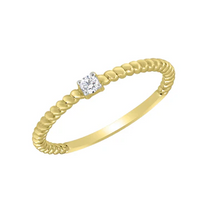 Diamond Solitaire Twisted Band Ring (14K)