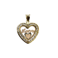 LOVE Heart Frame CZ Pendant (14K)