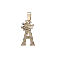 Diamond Crown "A" Letter Pendant  (14K)