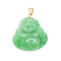 Laughing Buddha Jade Pendant (14K)