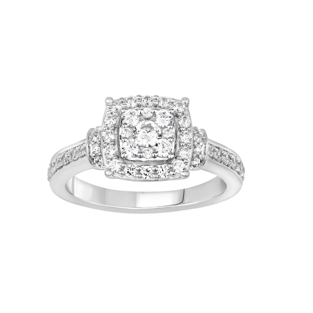 Diamond Square Halo Engagement Ring (14K)