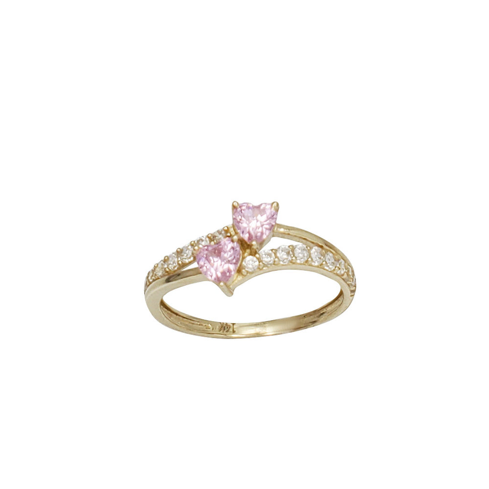 Zirconia Double Heart Ring (14K)