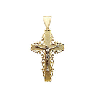 Two-Tone Cross Texture Pendant (14K)