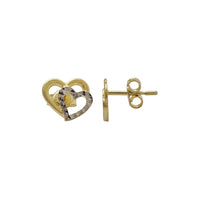 Two-Tone Diamond-Cut Double Heart Stud Earrings (14K)