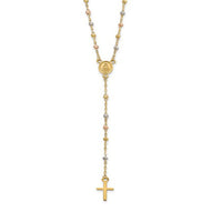 Tri-Color Faceted Beads Rosary Necklace (14K)