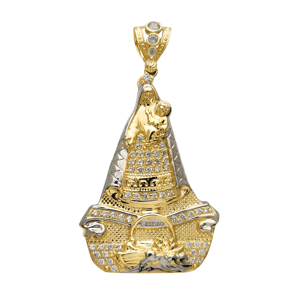 Zirconia Two-Tone Caridad De Cobre Pendant (14K)