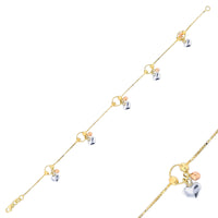 Heart Beaded Dangle Anklet (14K)