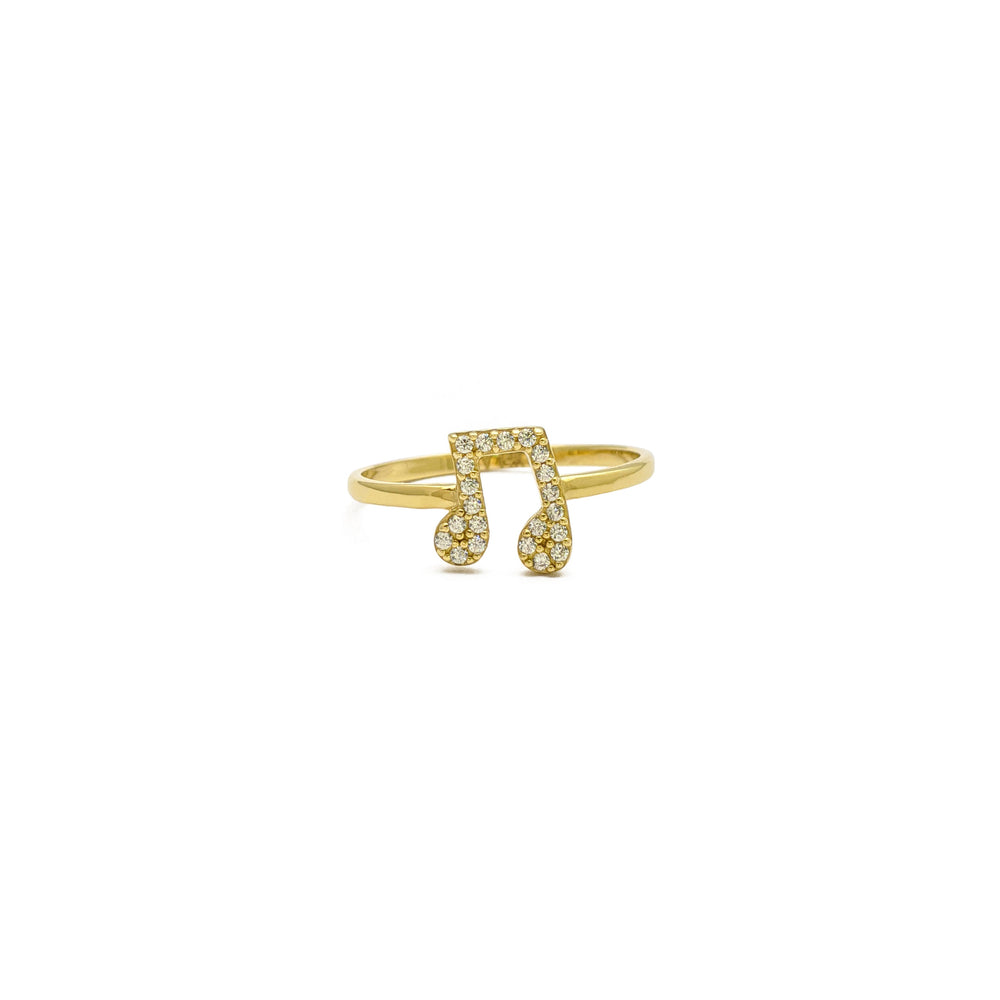 Icy Musical Note Ring (14K) front - Popular Jewelry - New York