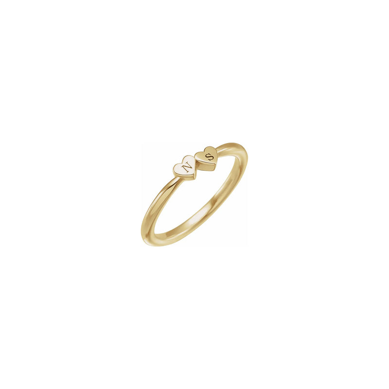 2-Heart Engravable Ring (14K) engraved - Popular Jewelry - New York