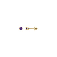 3 mm ګردي طبيعي امیتیسټ سټډ غوږوالۍ (14K) اصلي - Popular Jewelry - نیو یارک