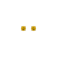 3 ሚሜ ክብ የተፈጥሮ Citrine Stud Earrings (14K) የፊት - Popular Jewelry - ኒው ዮርክ