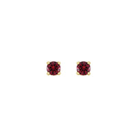 3 mm ラウンド 天然モザンビーク ガーネット スタッド ピアス (14K) フロント - Popular Jewelry - ニューヨーク