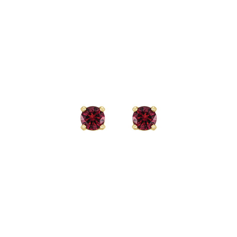 3 mm Round Natural Mozambique Garnet Stud Earrings (14K) front - Popular Jewelry - New York
