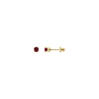 3 mm Round Natural Mozambique Garnet Stud Earrings (14K) babban - Popular Jewelry - New York