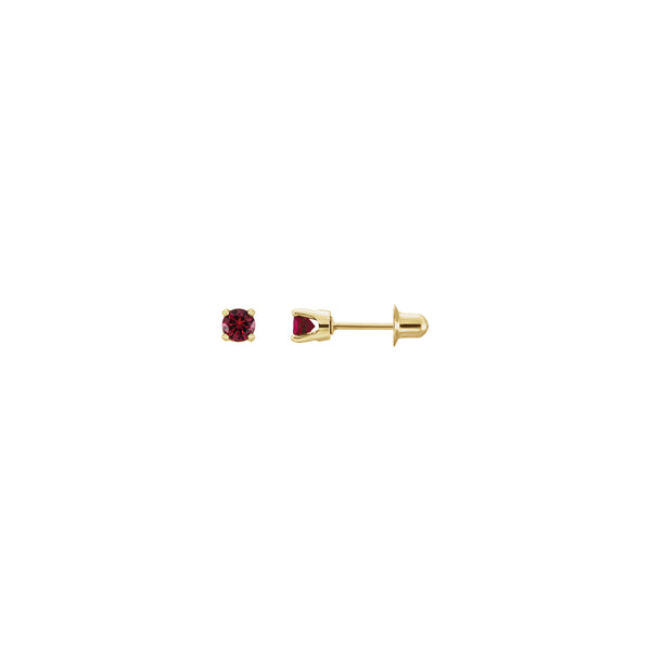 3 mm Round Natural Mozambique Garnet Stud Earrings (14K) main - Popular Jewelry - New York