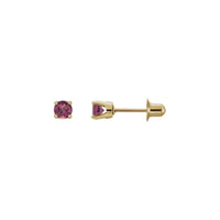 Στρογγυλά σκουλαρίκια με καρφιά από φυσικό ροζ τουρμαλίνη 3 mm (14K) Popular Jewelry - Νέα Υόρκη
