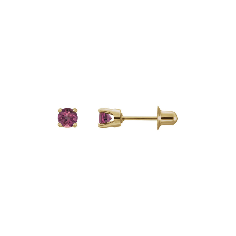 3 mm Round Natural Pink Tourmaline Stud Earrings (14K) Popular Jewelry - New York