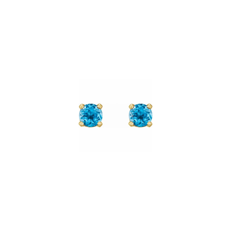3 mm Round Natural Swiss Blue Topaz Stud Earrings (14K) front - Popular Jewelry - New York
