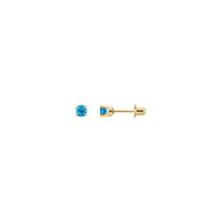 3 mm ګردي طبیعي سویس نیلي توپاز سټډ غوږوالۍ (14K) اصلي - Popular Jewelry - نیو یارک