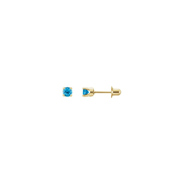 3 mm Round Natural Swiss Blue Topaz Stud Earrings (14K) main - Popular Jewelry - New York