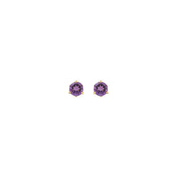 Завушніцы-гваздзікі з натуральным круглым аметыстам 4 мм (14K) спераду - Popular Jewelry - Нью-Ёрк
