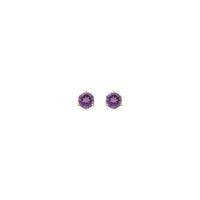 4 mm Natural Round Amethyst Stud Earrings (14K) front - Popular Jewelry - New York