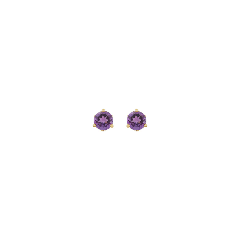 4 mm Natural Round Amethyst Stud Earrings (14K) front - Popular Jewelry - New York