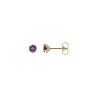 Завушніцы-гваздзікі з натуральным круглым аметыстам 4 мм (14K) асноўны - Popular Jewelry - Нью-Ёрк