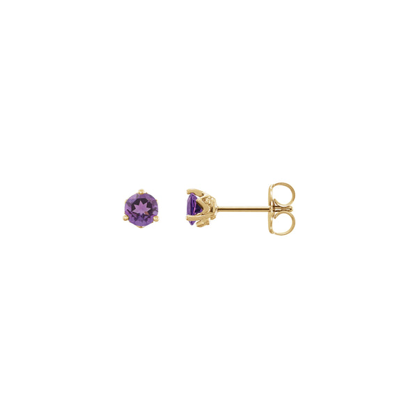 4 mm Natural Round Amethyst Stud Earrings (14K) main - Popular Jewelry - New York