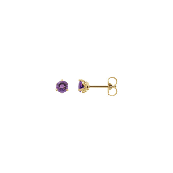 4 mm Round Natural Amethyst Stud Earrings (14K) main - Popular Jewelry - New York