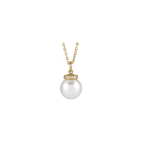 Akoya biserna dijamantska ogrlica (14K) sprijeda - Popular Jewelry - Njujork