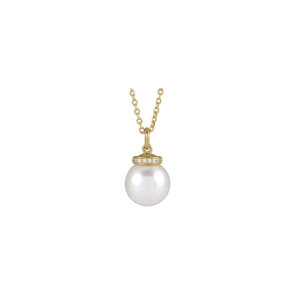 Akoya Pearl Diamond Necklace (14K) front - Popular Jewelry - New York