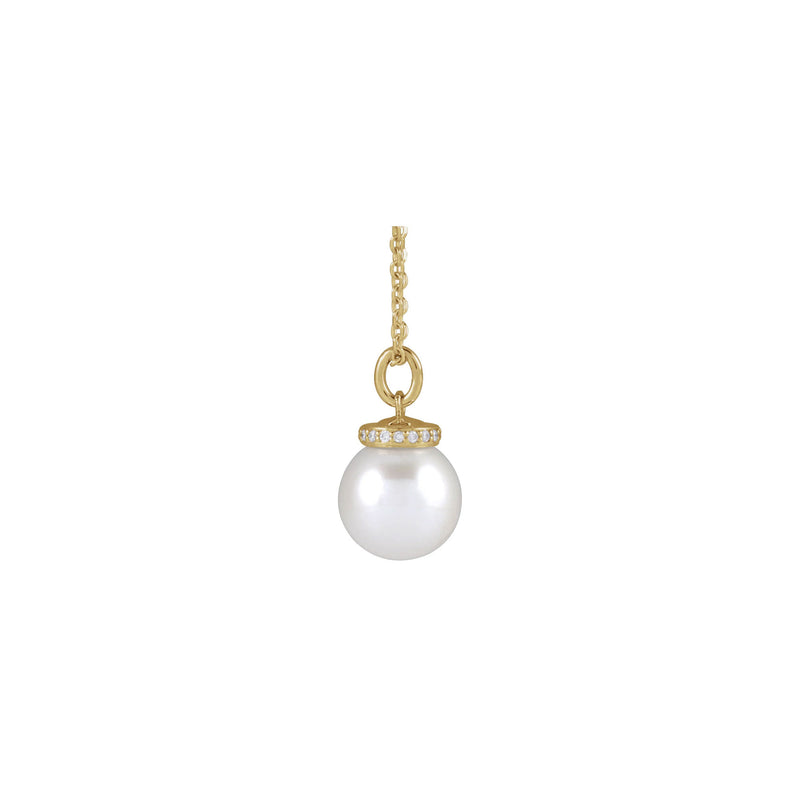 Akoya Pearl Diamond Necklace (14K) side - Popular Jewelry - New York