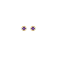 Amethyst and Natural Diamond Accent Halo Stud Earrings (14K) front - Popular Jewelry - New York