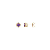 Amethyst and Natural Diamond Accent Halo Stud Earrings (14K) main - Popular Jewelry - New York