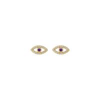 Amethyst and White Sapphire Evil Eye Stud Earrings (14K) front - Popular Jewelry - New York