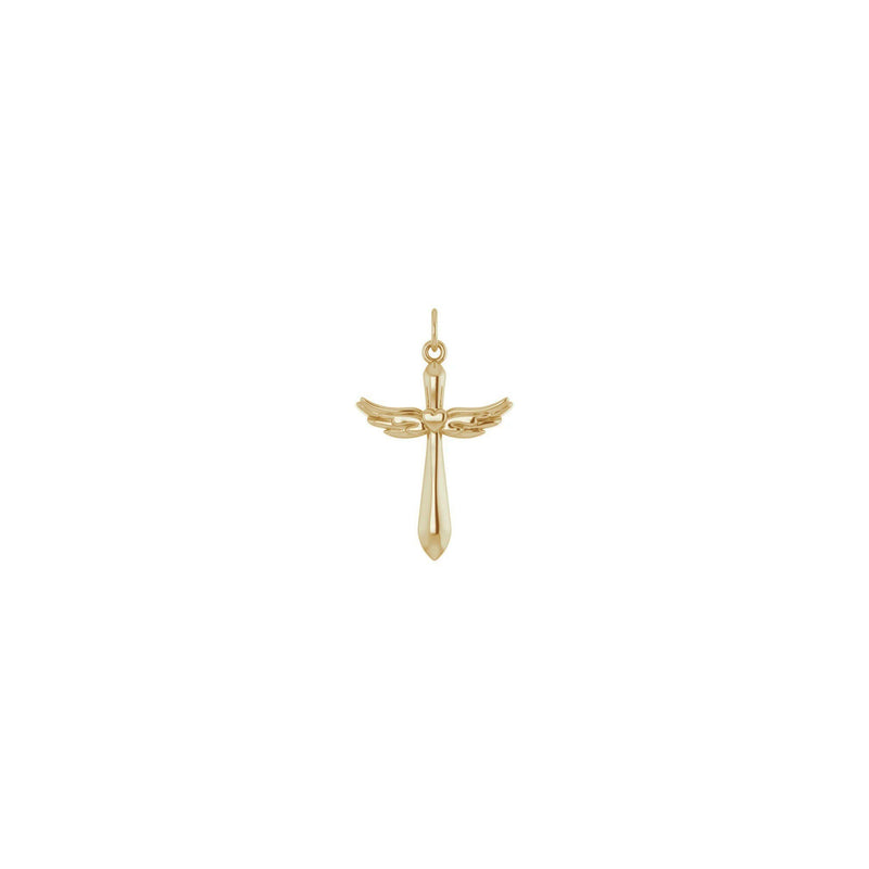 Angel Wings Heart Cross Pendant (14K) front - Popular Jewelry - New York