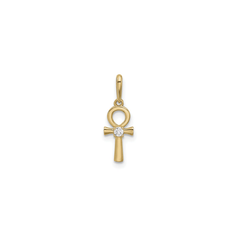 Ankh Cross with Zirconia Stone Pendant (14K) front - Popular Jewelry - New York