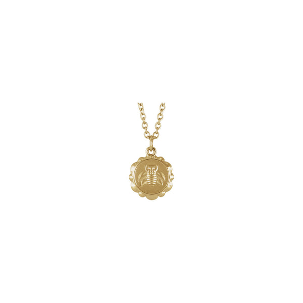 Bee Medallion Necklace (14K) front - Popular Jewelry - New York