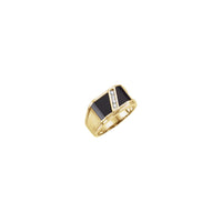 Anell amb conjunt de bisell d'ònix negre i diamant (14K) principal - Popular Jewelry - Nova York