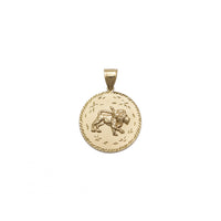 Ciondolo medaglione leone ardente (14K) parte anteriore - Popular Jewelry - New York