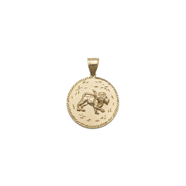 Blazing Lion Medallion Pendant (14K) front - Popular Jewelry - New York