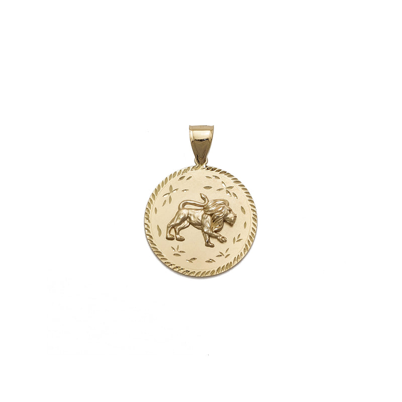 Blazing Lion Medallion Pendant (14K) front - Popular Jewelry - New York
