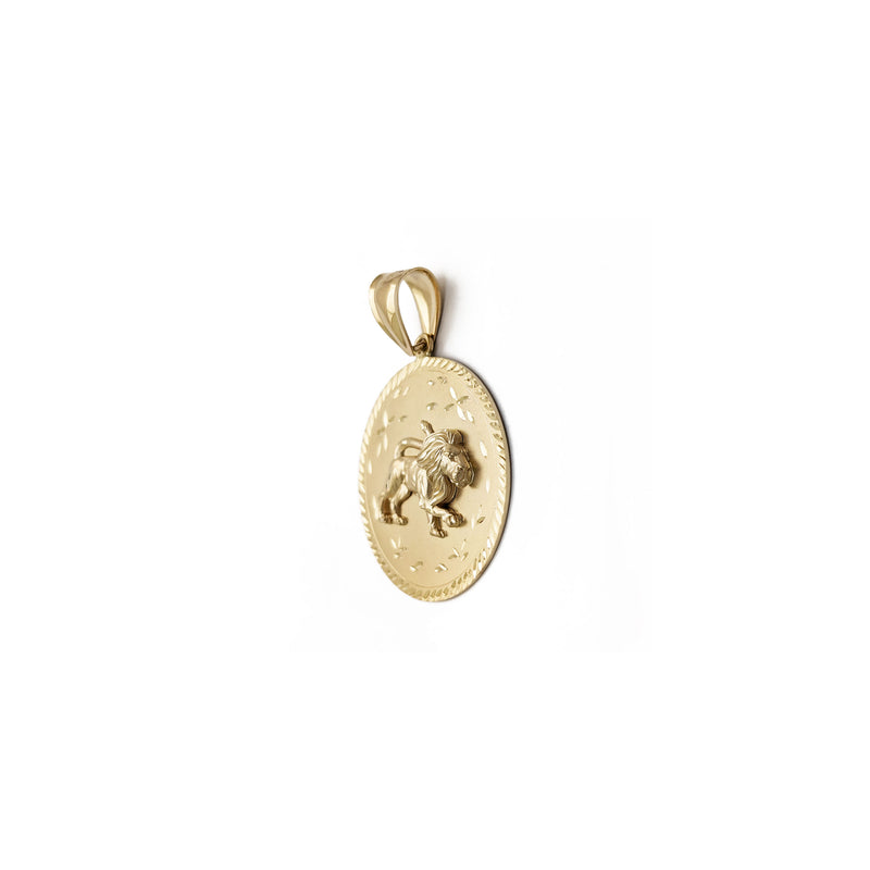Blazing Lion Medallion Pendant (14K) side - Popular Jewelry - New York