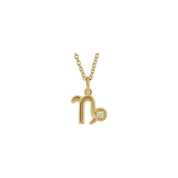 Capricorn Zodiac Sign Diamond Necklace (14K) front - Popular Jewelry - New York