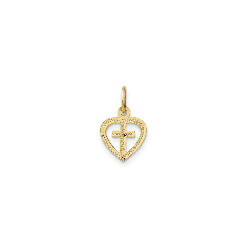 Cross with Heart Outline Pendant (14K) back - Popular Jewelry - New York